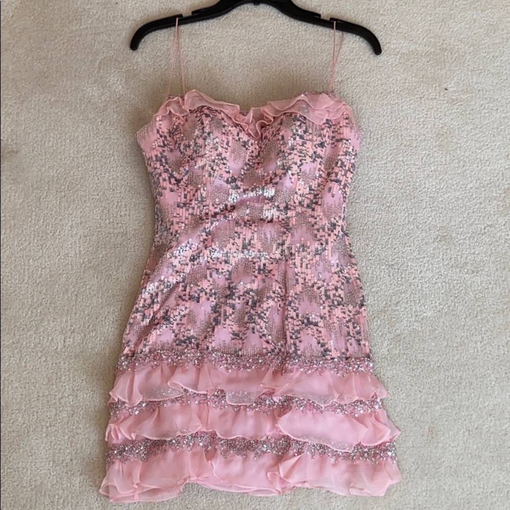 Sherri Hill Pink Sequin Mini Dress